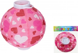 Lampion koule 20 cm na baterie s motivem srdíček