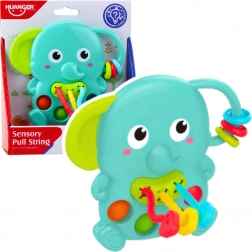 Sensorická chrastítko slon zelený s pohyblivými prvky