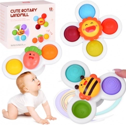 Senzorické spinner hračky s přísavkou – sada 3 ks