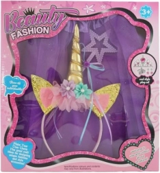 Dětská kostýmní sada jednorožec – tutu sukýnka, čelenka a hůlka