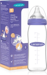 Lansinoh skleněná kojenecká láhev se savičkou NaturalWave (M) 240 ml
