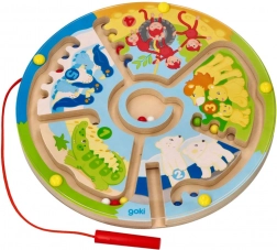 GOKI dřevěný magnetický labyrint Zoo