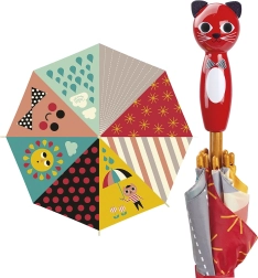 Barevný dětský deštník s rukojetí ve tvaru kočky