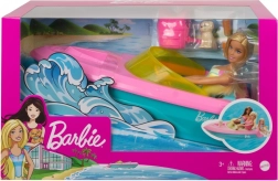 Barbie motorový člun s panenkou a štěňátkem