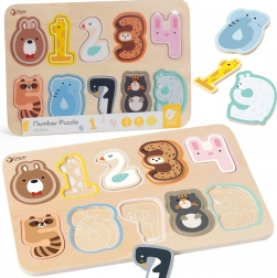 Klasická Dřevěná Puzzla Číslice Montessori 11 ks