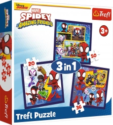 Puzzle Spidey: pavouci a dinosauři 3v1 (20, 36 a 50 dílků)