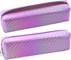 Organizér školní pouzdro holografické v jodličkovém vzoru fialové 21x6cm