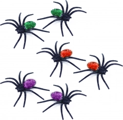 Třpytiví gumoví pavouci – sada 6 ks