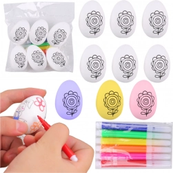 sada polystyrenových velikonočních vajíček k malování s fixy, květinový vzor, 6 ks