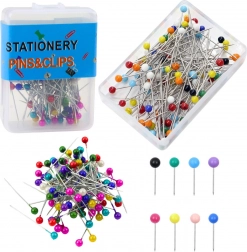 Sada špendlíků s barevnou hlavou - 100 ks