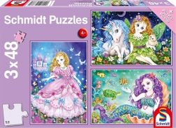 Puzzle SCHMIDT princezna, víla a mořská panna 3×48 dílků