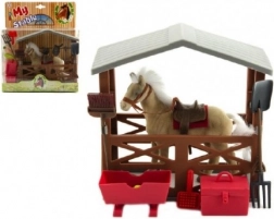 Plastový kůň se stájí a doplňky