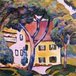 čtvercové puzzle q art: Staudacherův dům v Tegernsee – 66 dílků