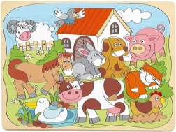 Woodyland dřevěné vkládací puzzle veselá domácí zvířátka