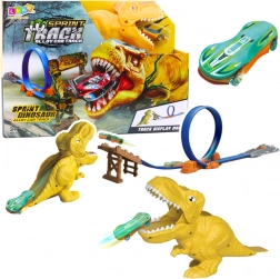 Autodráha s katapultem a motivem dinosaura