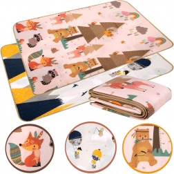 Oboustranná pěnová vzdělávací podložka EPE 150 × 180 cm hory a zvířátka