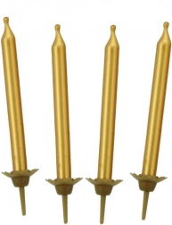 Zlaté narozeninové svíčky 5 cm GODAN (10 ks) s podstavci