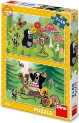 Dino puzzle Krtek – Oslava 2×48 dílků