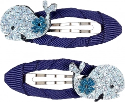 Sponky do vlasů s třpytivou velrybou - 2 ks