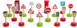 Sada dřevěných dopravních značek BIGJIGS RAIL