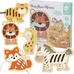 Classic World dřevěná provlékací zvířátka Afrika – 10 dílů