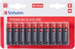 Alkalické baterie AA 1,5 V VERBATIM, balení 20 ks