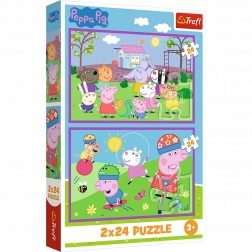 Puzzle 2x24 Peppa na hřišti - Peppa Pig