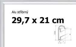 Hliníkový rám stříbrný A4 29,7x21 cm