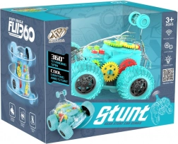 RC auto transparentní zelené kaskadérské s LED a zvukem