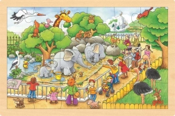 Dřevěné puzzle Návštěva ZOO 24 dílků