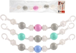 Závěsná hračka na kočárek s kvítky a kuličkami