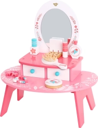 Dřevěný růžový toaletní stolek se zrcadlem TOOKY TOY