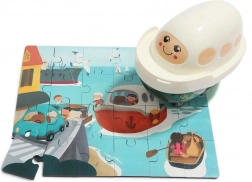 Top Bright dřevěné puzzle s hračkou loď, 24 dílků