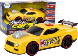 Žluté závodní auto se světly a zvuky