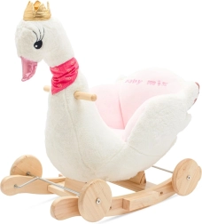Houpací hračka s koly a melodií Baby Mix labuť bílá