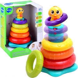 Interaktivní stohovací pyramida s kačenkou, hrající a svítící