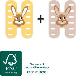 Dřevěné písmeno H se zajícem