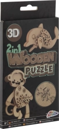 Dřevěné 3D puzzle 2v1 opice a delfín