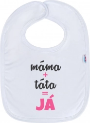 Dětský bryndák NEW BABY máma + táta = já – růžový