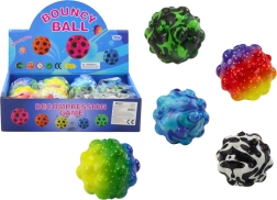 Barevný míček s výstupky 6,5 cm – skákací a mačkací antistresová hračka