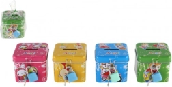 Dětská plechová pokladnička se zámkem