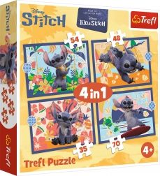 puzzle 4v1 dovolená na havaji - disney stitch trefl