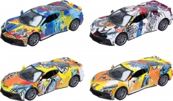 Kovové auto 12 cm s otevíracími dveřmi a zpětným natažením