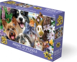 3D puzzle – smějící se domácí zvířata, 100 dílků