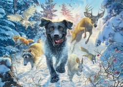 Puzzle Labrador ve sněhu 1000 dílků