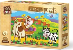 Dřevěné puzzle Kravička s Květinami 25 dílků