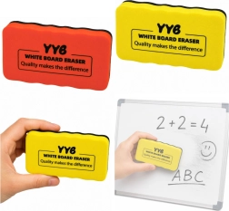 Magnetická stěrka na suchostíratelnou tabuli z pěny a filcu žlutá 10,5 cm - 1 kus