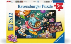 Puzzle Zvířátka ve vesmíru 2x12 dílků Ravensburger