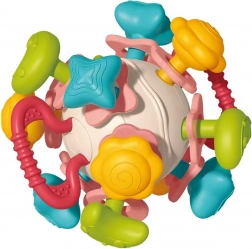 Měkká chrastítková kulička 4v1 WOOPIE – smyslová hračka a kousátko pro miminka