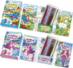 Omalovánky s 12 pastelkami v praktickém pouzdře